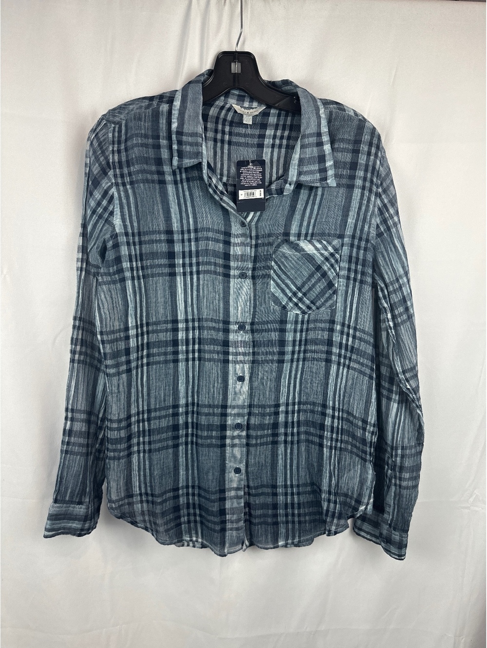 Lucky Brand Women's Blue Plaid Button-Up Shirt Size S